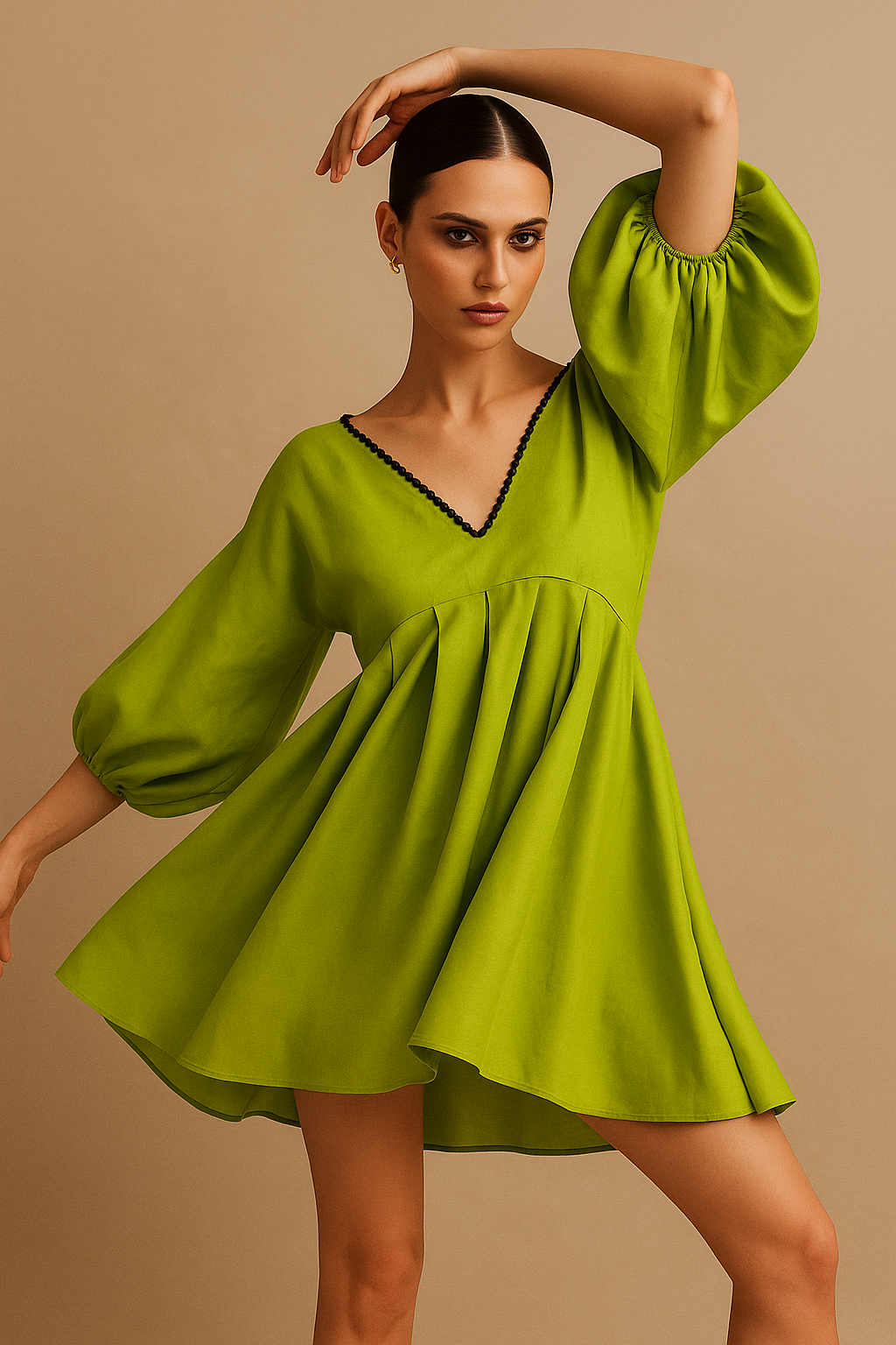 Verde Grace Pleated Tunic Dress