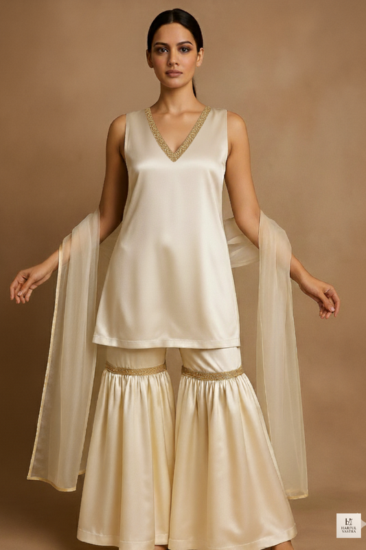 Ivory Glamour Sharara Set
