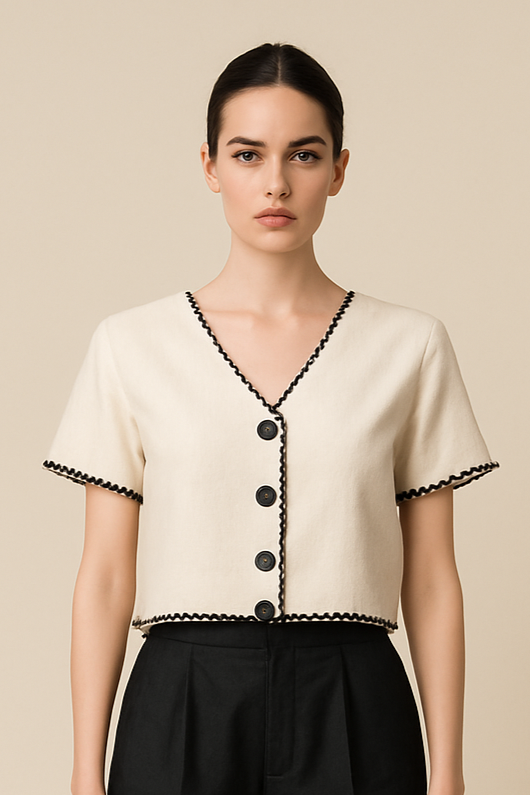 Monochrome Scallop top